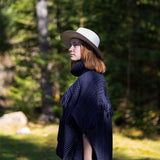 The Cibin Merino Wool Blend Poncho - Navy Blue
