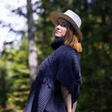 The Cibin Merino Wool Blend Poncho - Navy Blue
