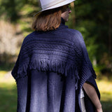The Cibin Merino Wool Blend Poncho - Navy Blue