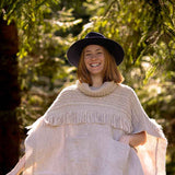 The Cibin Merino Wool Blend Poncho - Natural