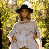 The Cibin Merino Wool Blend Poncho - Natural