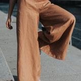 The Palazzo Linen Pants - Cappuccino