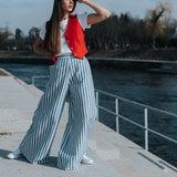 The Palazzo Linen Pants - Marina Blue