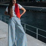 The Palazzo Linen Pants - Marina Blue