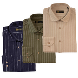 Linen Luxe Trio - Set of 3 Linen Shirts - Beige, Khaki & Navy Blue