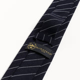 The 100% Linen Tie - Navy & White Stripes