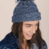 The Hemp Wool Bobble Beanie - Blue