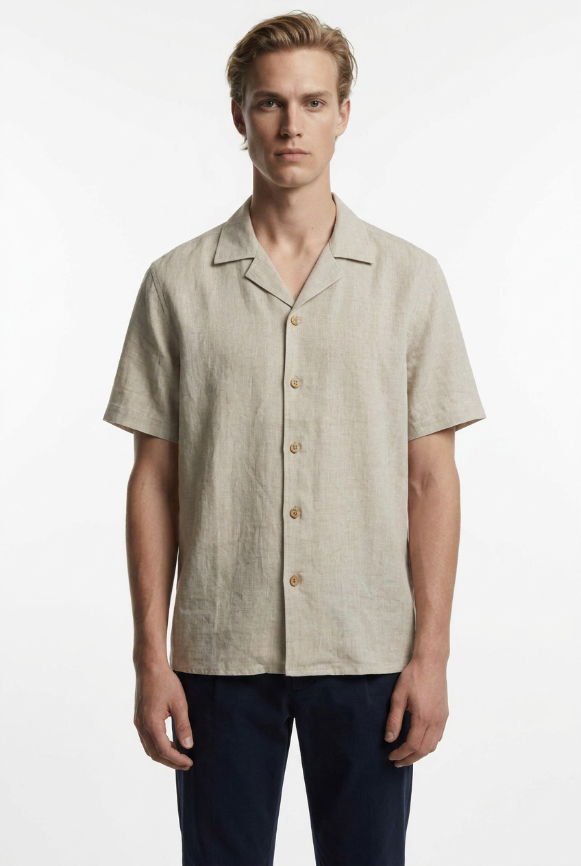 Linen Shirt Beige - Cămașă In Bej - Produs in România - De IONESCU 