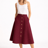 The Midi Linen Skirt - Bordeaux