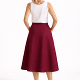 The Midi Linen Skirt - Bordeaux