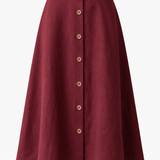 The Midi Linen Skirt - Bordeaux