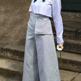 The Suru Ladies Linen Trousers - Striped White