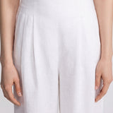 Pantaloni din in "Deva" – Alb