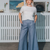 The Palazzo Linen Pants - Dusty Blue