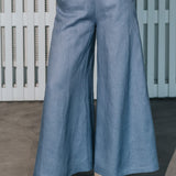 The Palazzo Linen Pants - Dusty Blue