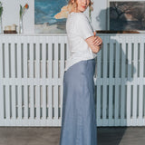 The Palazzo Linen Pants - Dusty Blue