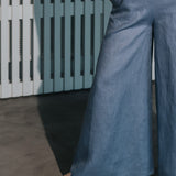 The Palazzo Linen Pants - Dusty Blue