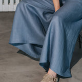 The Palazzo Linen Pants - Dusty Blue