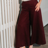 The Palazzo Linen Pants - Bordeaux