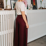 The Palazzo Linen Pants - Bordeaux