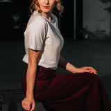 The Palazzo Linen Pants - Bordeaux