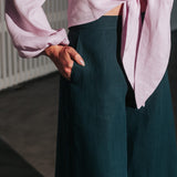 The Palazzo Linen Pants - Forest Green