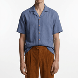 The "Horezu" Linen Shirt - Dusty Blue