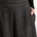 The Palazzo Wool Trousers - Charcoal Herringbone