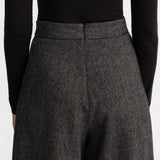The Palazzo Wool Trousers - Charcoal Herringbone