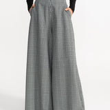 The Palazzo Wool Trousers - Black & White Checkered