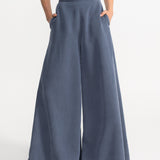 The Palazzo Cotton Trousers - Ocean Blue