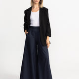 The Palazzo Cotton Trousers - Navy Blue