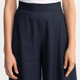The Palazzo Cotton Trousers - Navy Blue