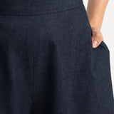 The Palazzo Cotton Trousers - Navy Blue