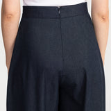 The Palazzo Cotton Trousers - Navy Blue
