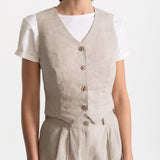 Vestă din in Figa - Roșu