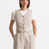 Vestă din in Figa - Roșu