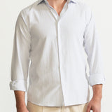 The Peles Egyptian Cotton Shirt - Sky Blue Stripes