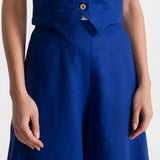 The Palazzo Linen Pants - Royal Blue