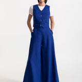 The Palazzo Linen Pants - Royal Blue
