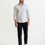 The Peles Egyptian Cotton Shirt - Navy Blue Stripes