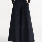 The Palazzo Corduroy Trousers - Navy Blue