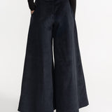 The Palazzo Corduroy Trousers - Navy Blue