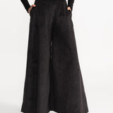 The Palazzo Corduroy Trousers - Charcoal Grey
