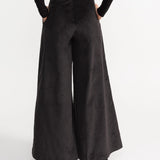 The Palazzo Corduroy Trousers - Charcoal Grey