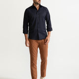 The Peles Egyptian Cotton Shirt - Navy Blue