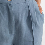 The Figa Linen Trousers - Slate Blue
