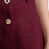The Midi Linen Skirt - Bordeaux