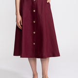 The Midi Linen Skirt - Bordeaux