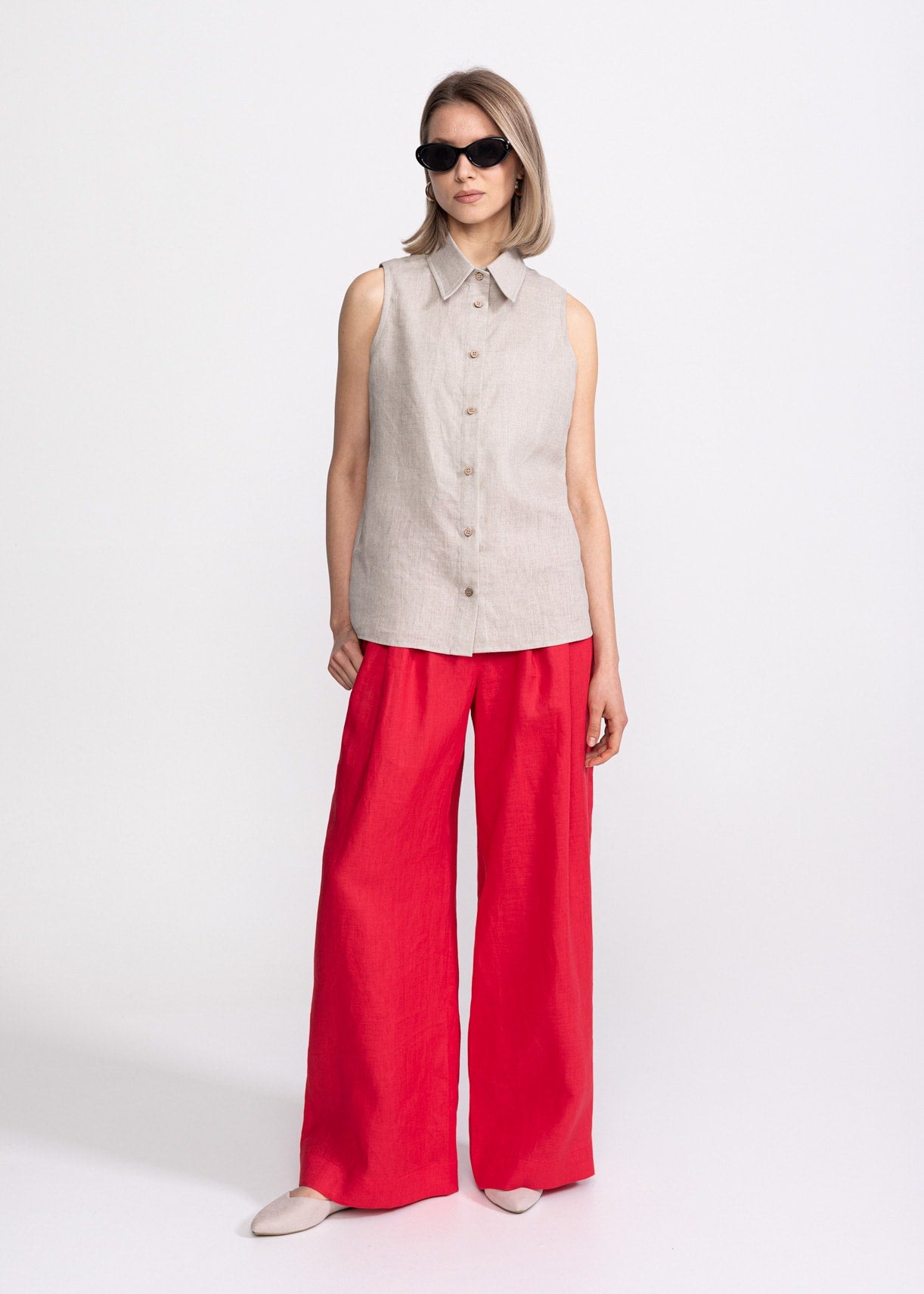 De IONESCU cămașă Bârsana bej din in francez 160 gsm – croită manual în România, modă sustenabilă